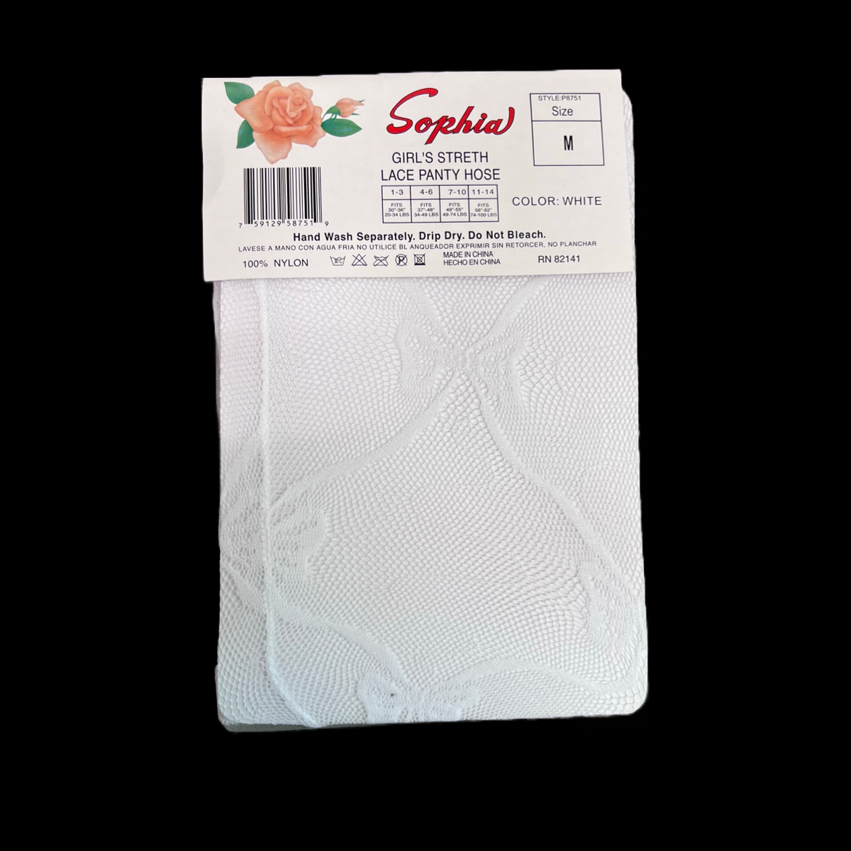 Sophia Girl's Streth Lace Panty Hose