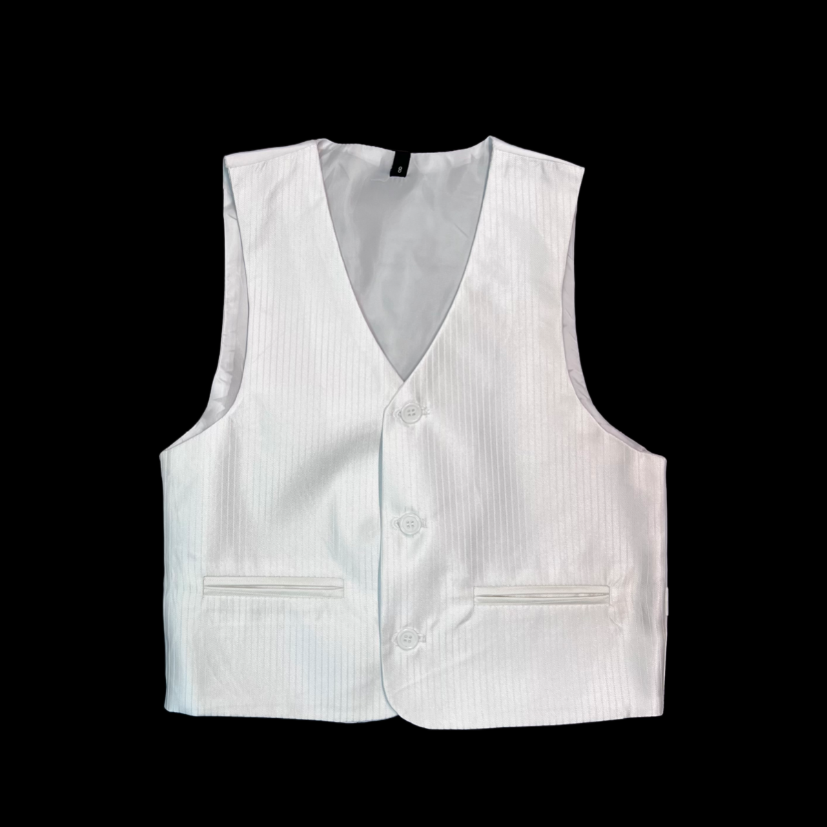Fancy Kids Modern Fit 5-Piece White Pinstripe Suit