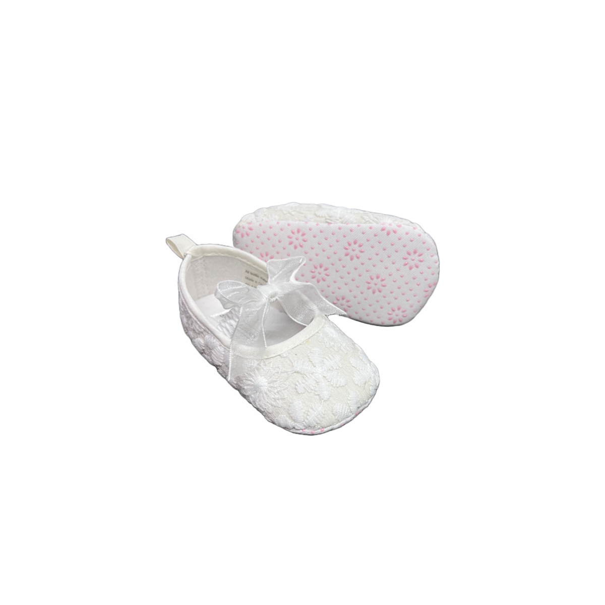 Tendertoes Off White Floral Embroidered Baby Shoe