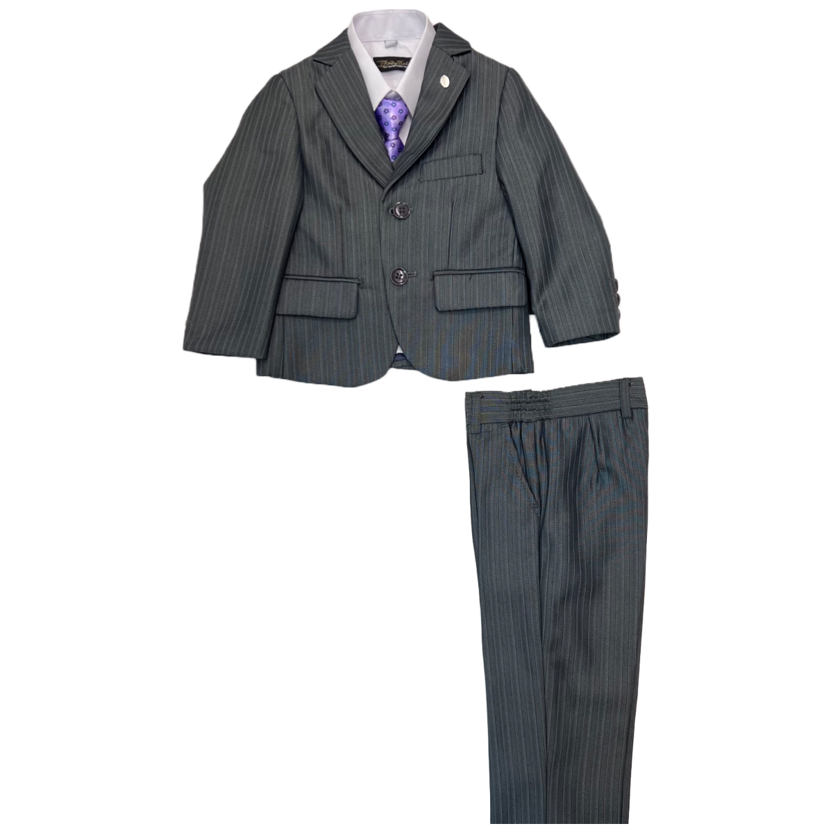 Mini World Baby 5-Piece Grey Pinstripe Suit