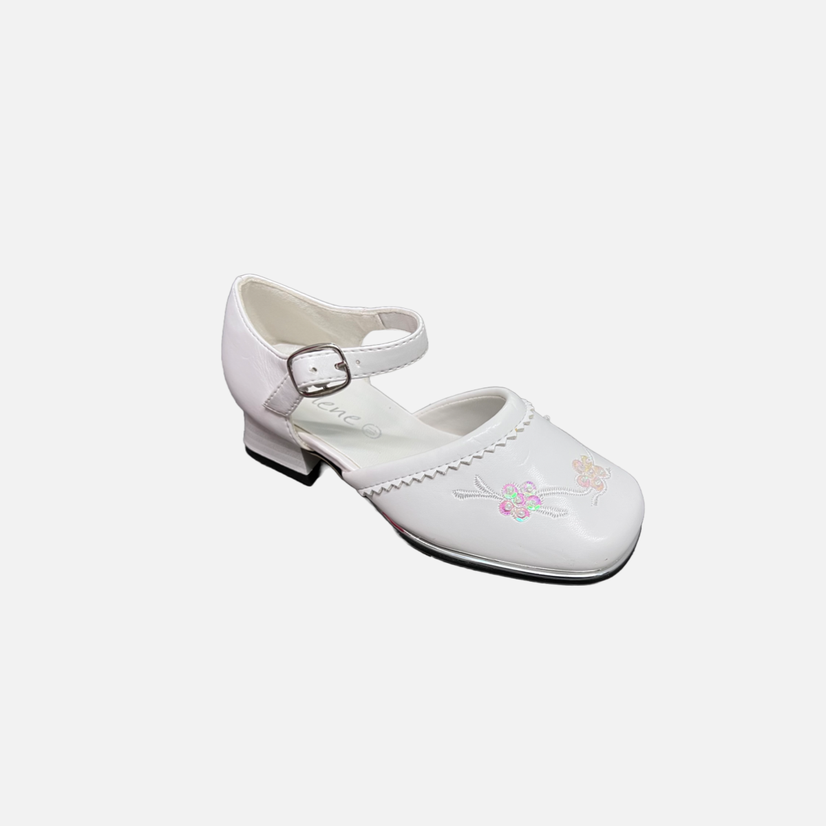 Jolene Floral Embroidered Block Kitten Heel