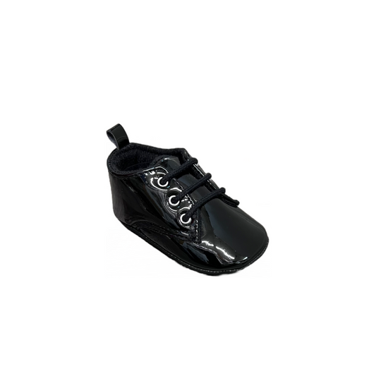 Tendertoes Patent Black Pre-Walker Shoe with Laces