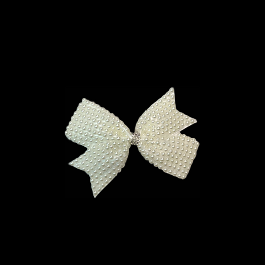 Pearl Bow Clip w/ Rhinestone Bead