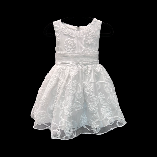 Floral Embroidered White Dress w/ Bonnet
