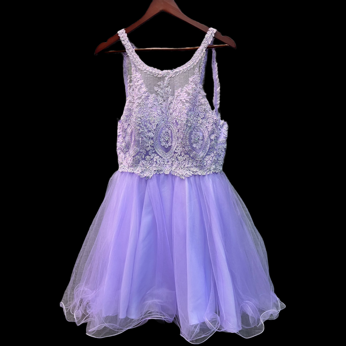 Jr. Grad Lilac Short Dress w/ Rhinestone Halter Bodice