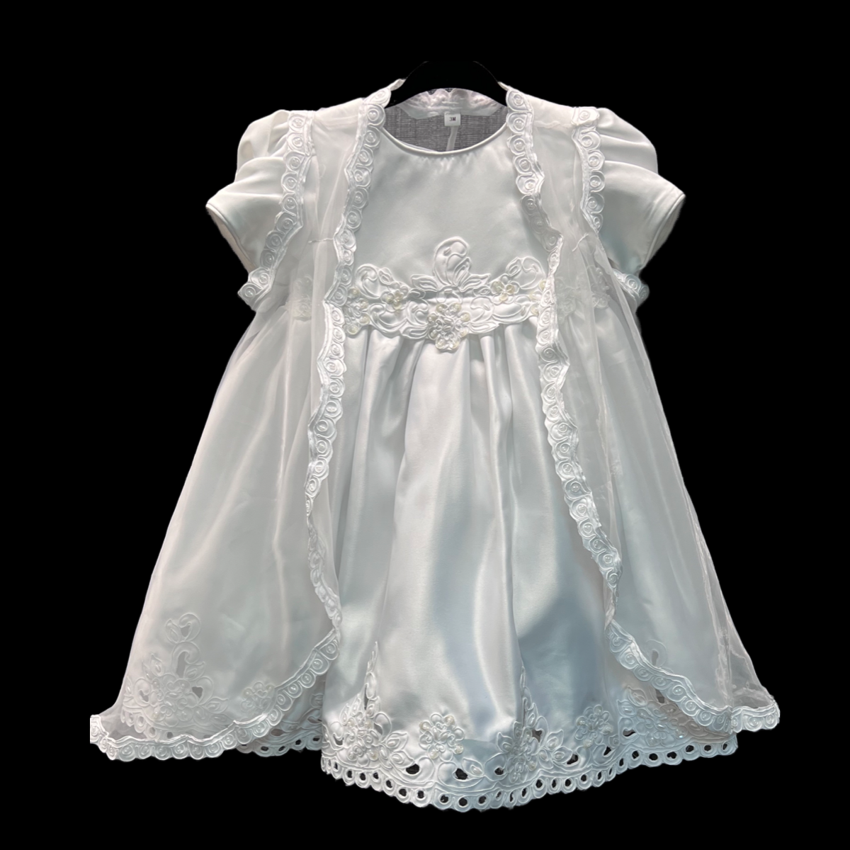 Embroidered 3-Piece Christening Gown
