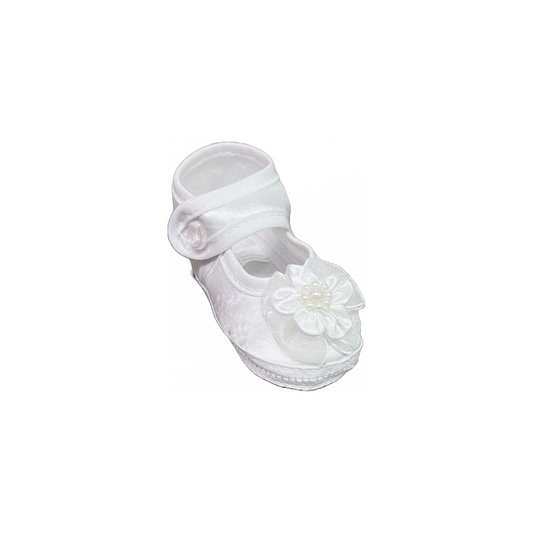 Infant White Shoe w/ Flower and Pearls