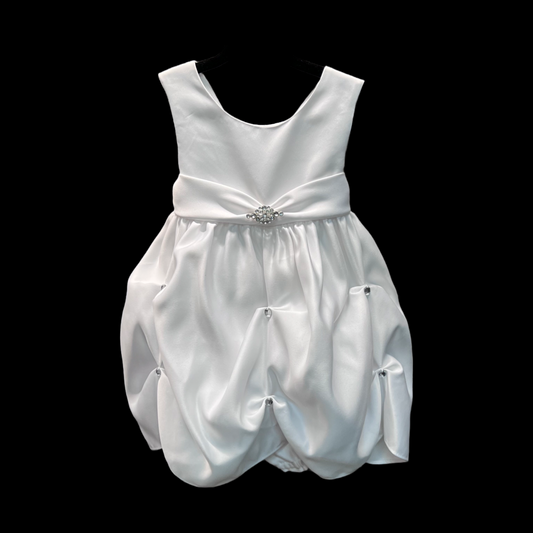 Sleeveless White Baby Dress w/ Rhinestones