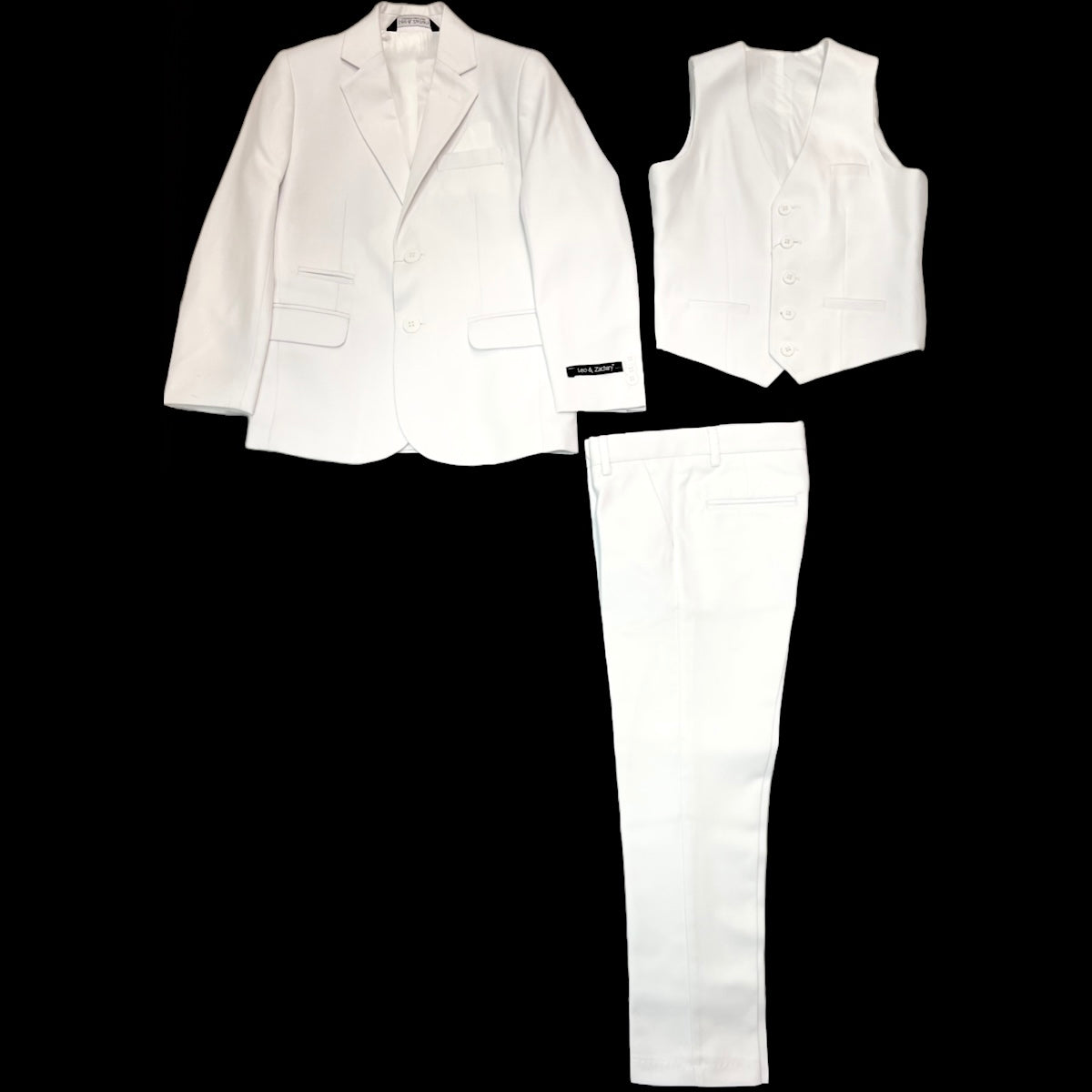Leo & Zachary 3-Piece White Slim Fit Suit