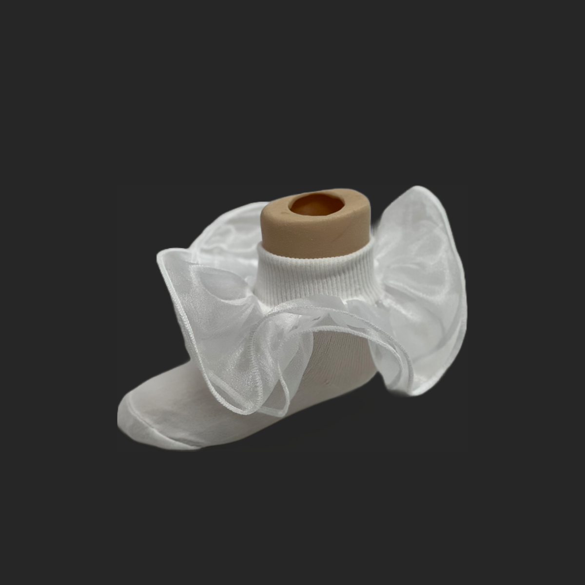 Organza Ruffle Sock w/ Lace Trim