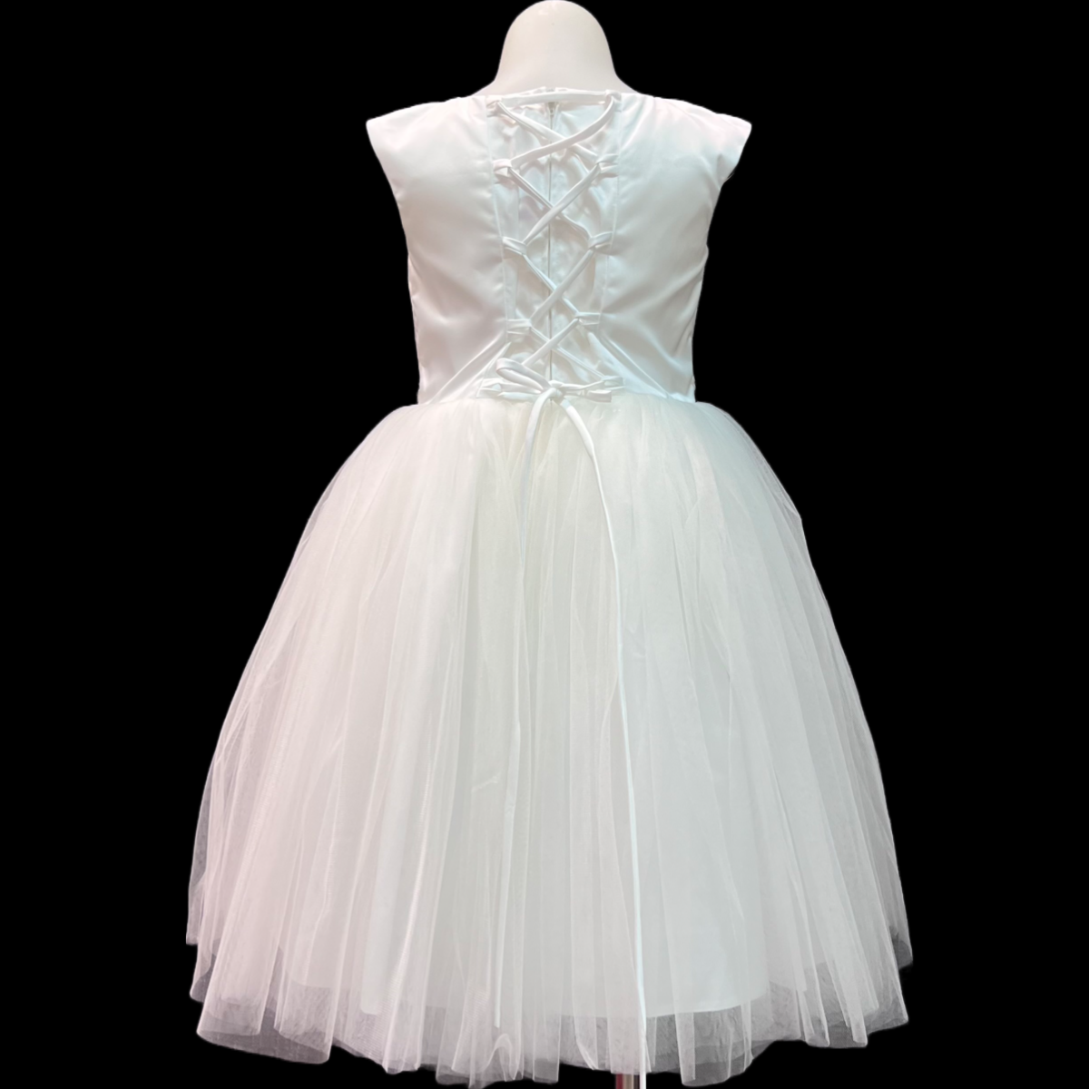 Cap Sleeve Tea-Length Dress w/ Lace up Closure