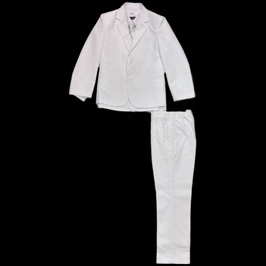 Fancy Kids Modern Fit 5-Piece White Suit