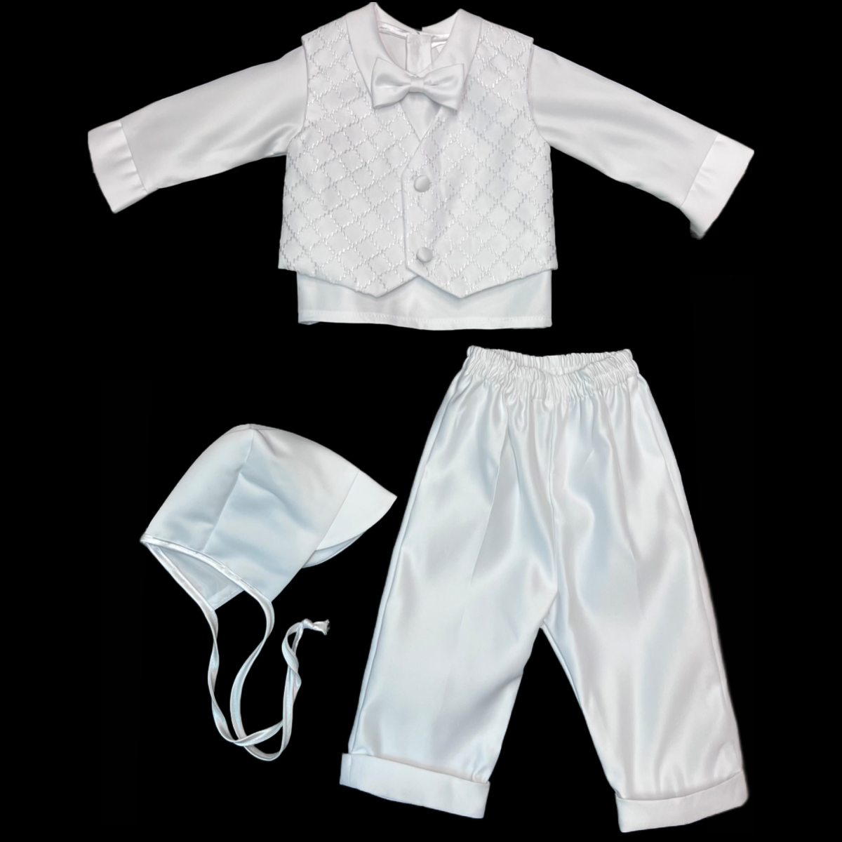 Diamond CrissCross Pattern Baptism Vest Suit