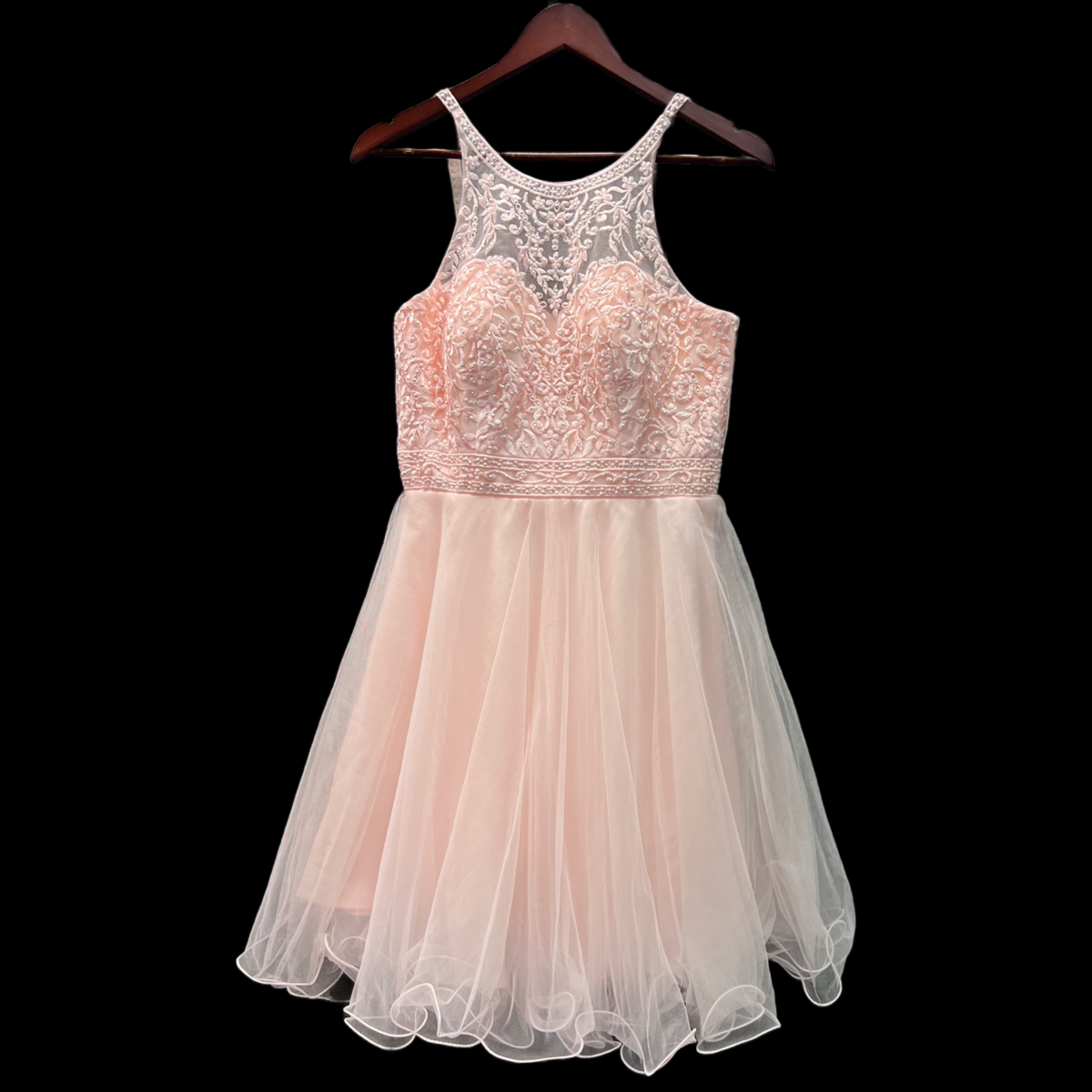 Jr. Grad Short Dress w/ Beaded Halter Bodice