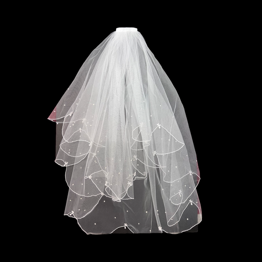White Veil w/ Pearls and rhinetones