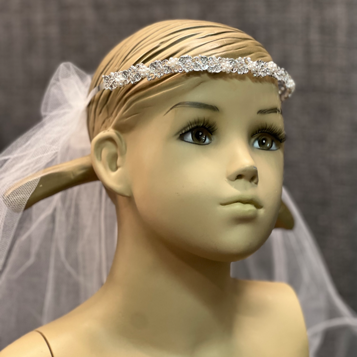 Pearl and Rhinestone Headpiece with Veil