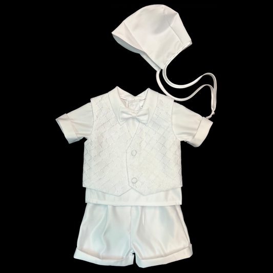 Shorts/Short Sleeve Diamond Pattern Baptism Outfit