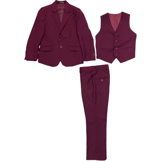 Fouger U.S.A. Slim Fit 3-Piece Burgundy Suit