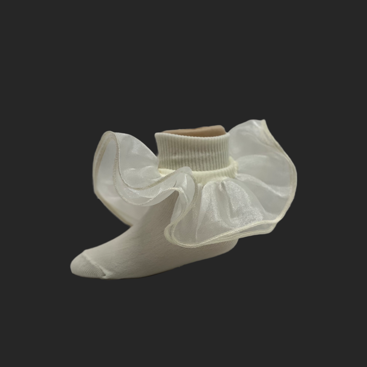 Organza Ruffle Sock w/ Lace Trim
