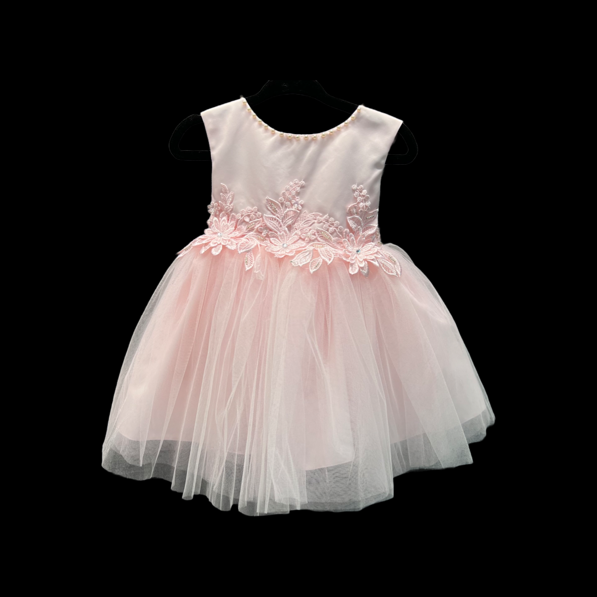 Fancy Kids Pearl Neckline Floral Bodice w/ Tulle Skirt