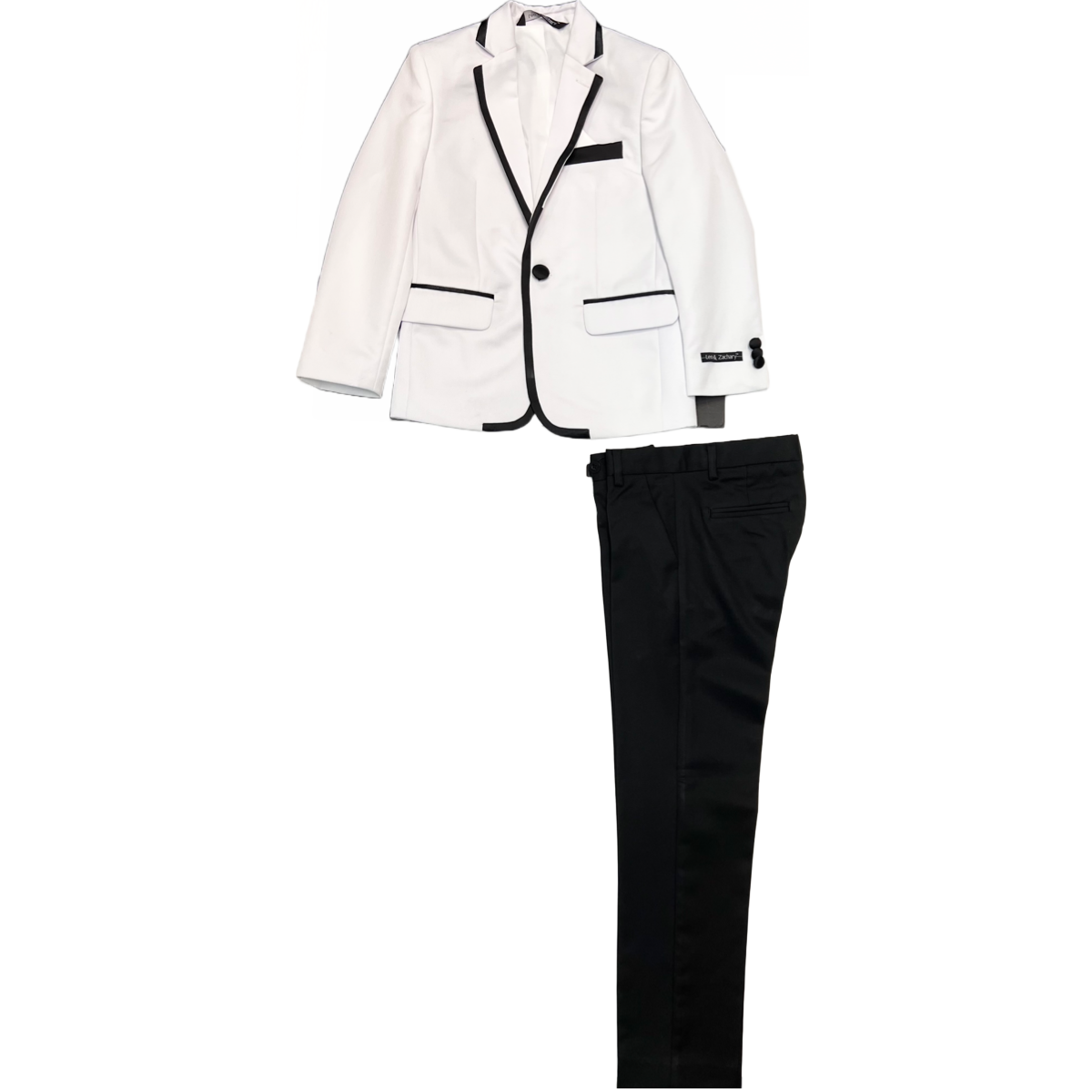 Leo & Zachary 2-Piece White Tuxedo w/ Black Accents