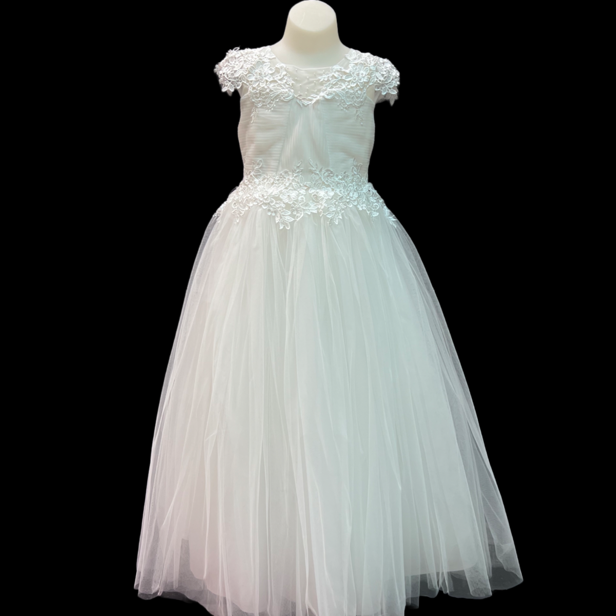 Off White Cap Sleeve Dress w/ Beading Embroidery
