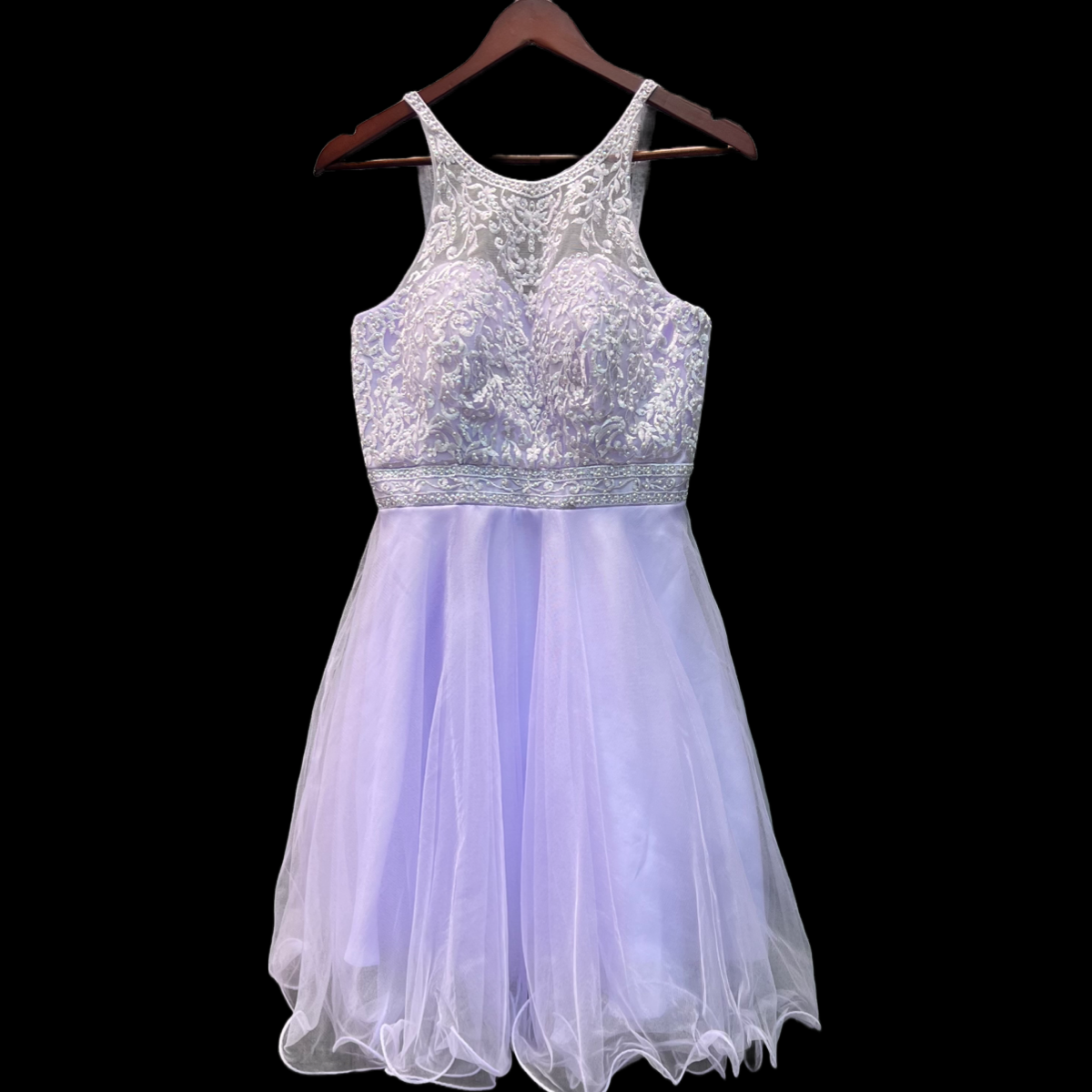 Jr. Grad Short Dress w/ Beaded Halter Bodice