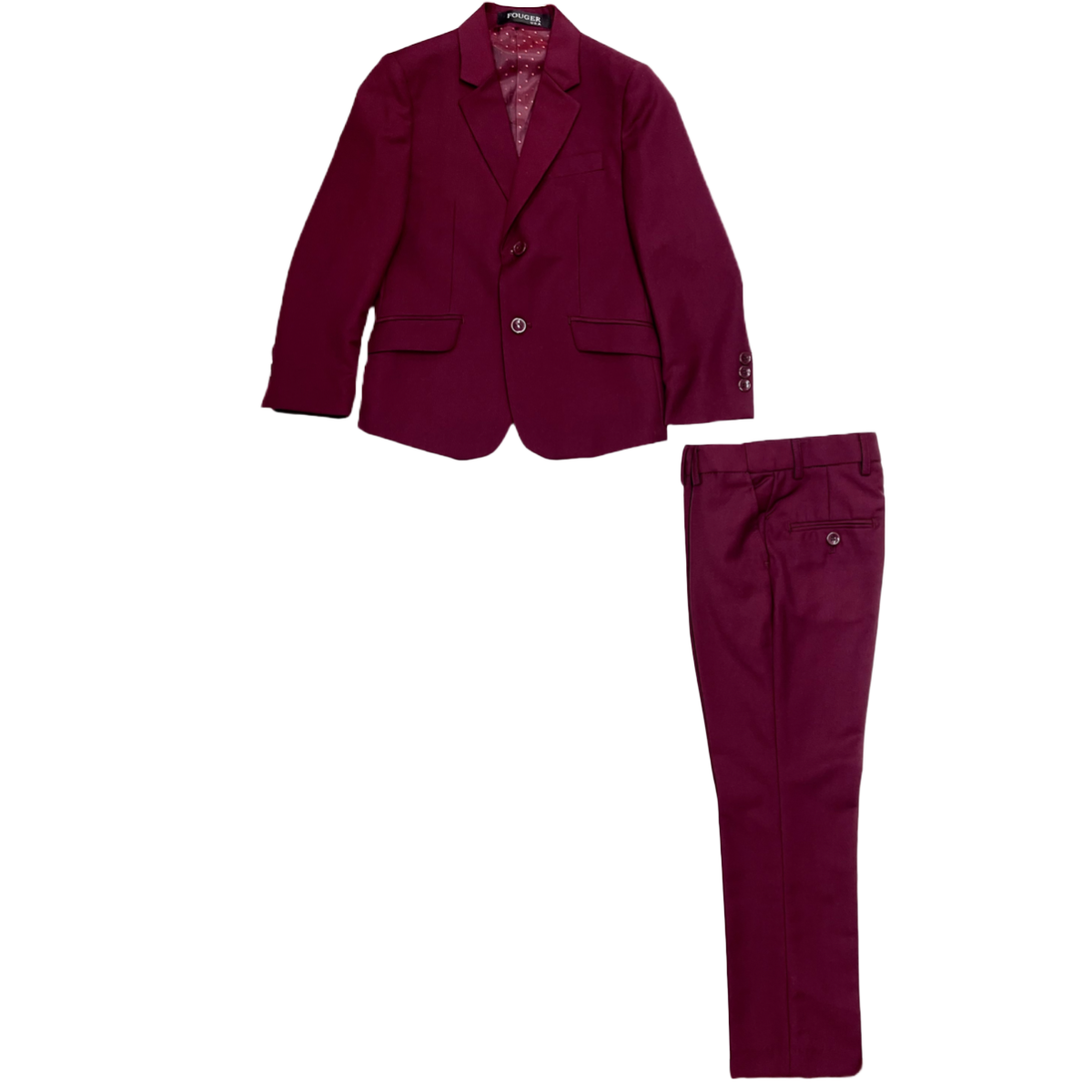 Fouger U.S.A. Slim Fit 3-Piece Burgundy Suit