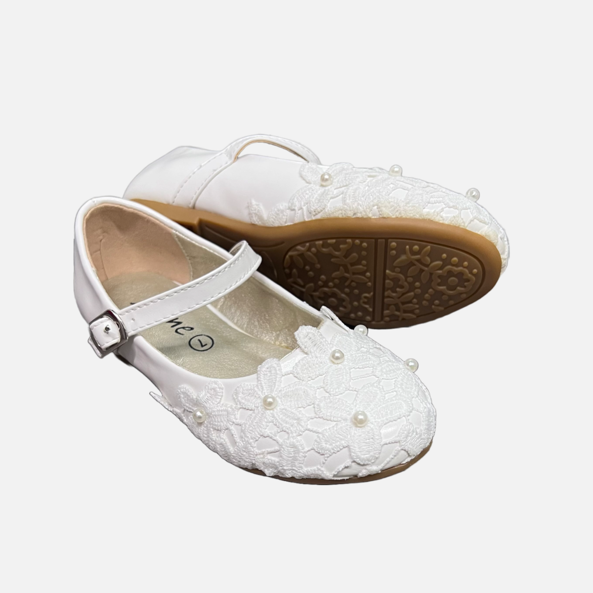 Jolene Floral Embroidered Flats w/ Pearl Accents