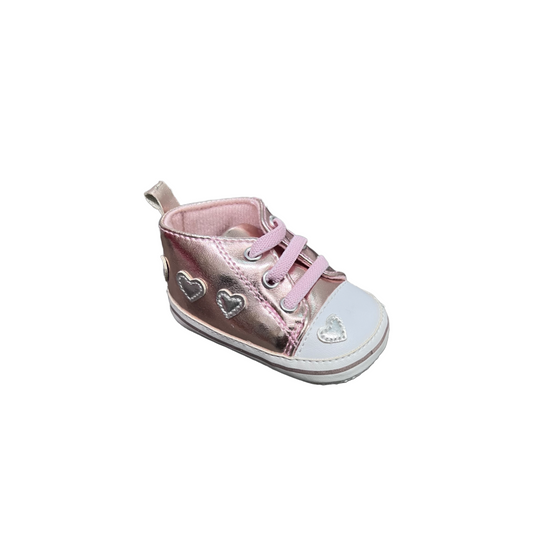 Tendertoes Rose Gold Sneakers w/ Embroidered Hearts