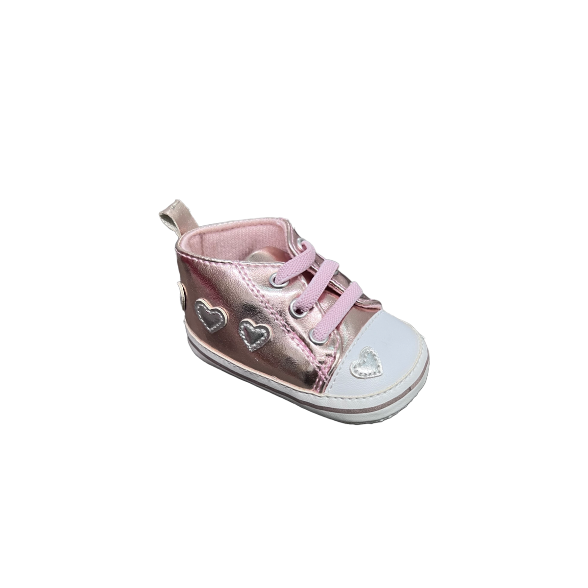 Baby Girl Rose Gold Sneakers w Embroidered Hearts kidzcouture