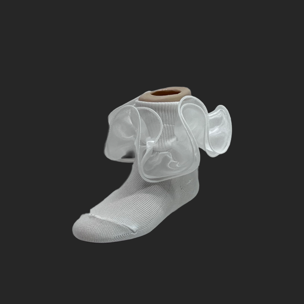 Off-White Ruffle Toddler Sock w/ Lace Trim