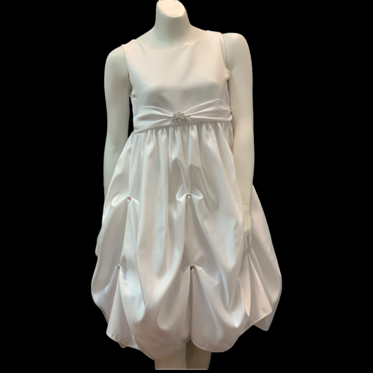 White Ruched Dress w/ Rhinestones