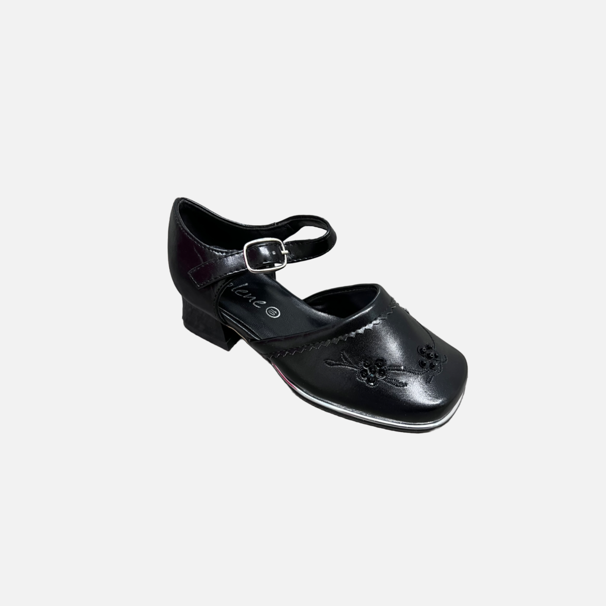 Jolene Floral Embroidered Block Kitten Heel