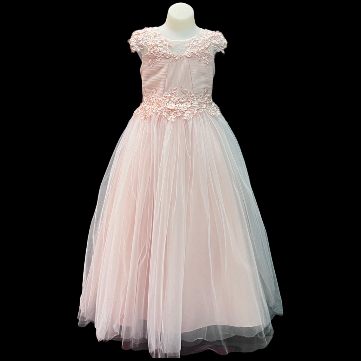 Pink Cap Sleeve Dress w/ Beading Embroidery