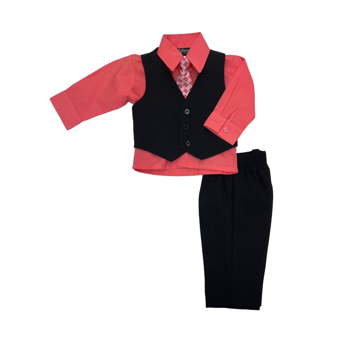 Black Vest Set w/ Colourful Dress Shirt