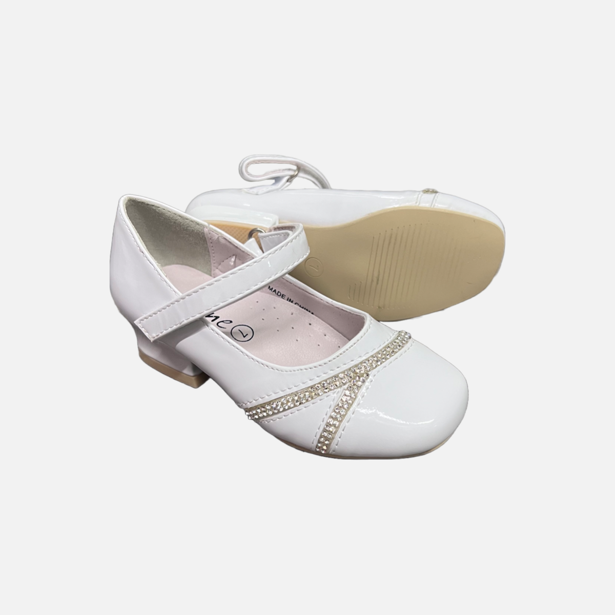 Jolene White Kitty Heel w/ Rhinestones