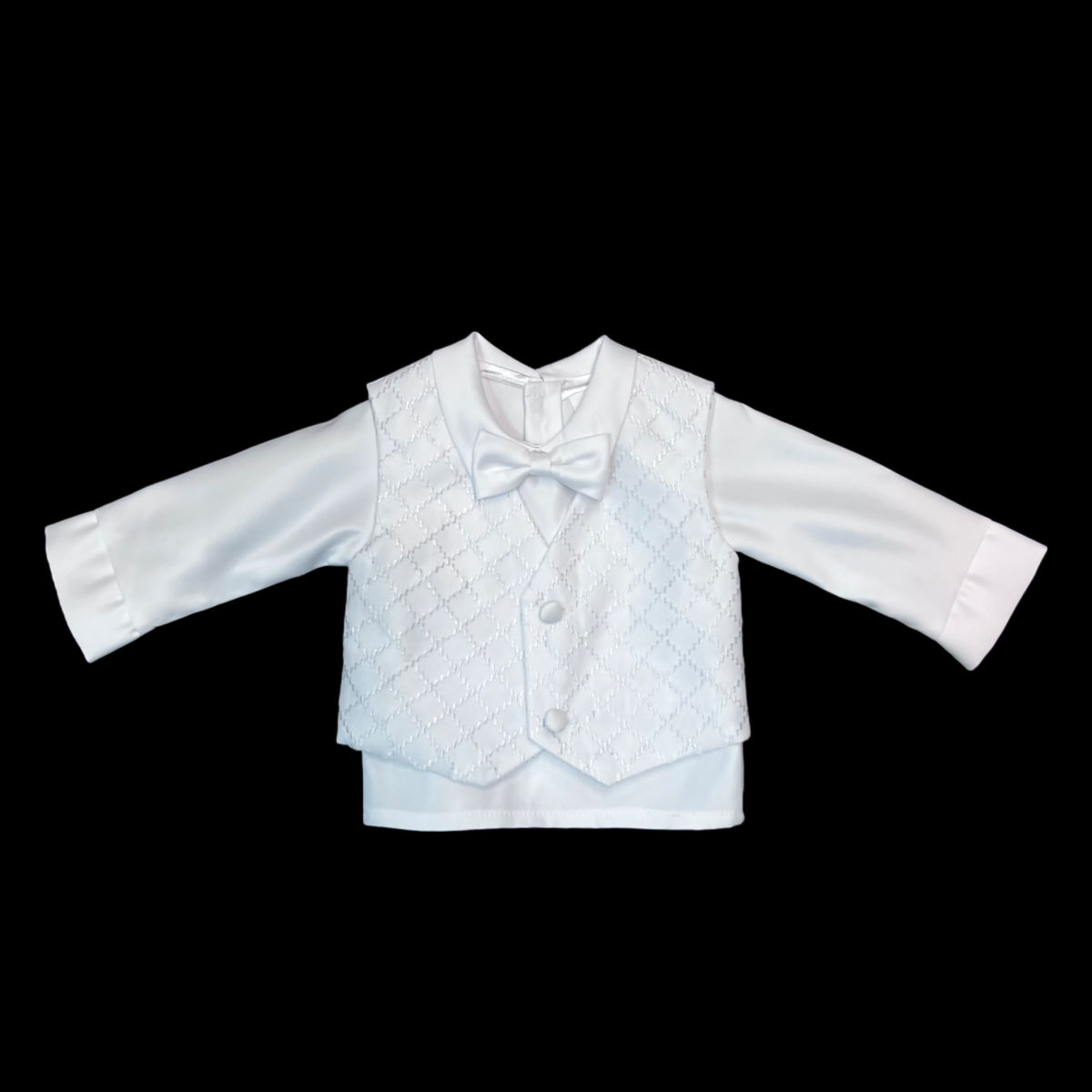 Diamond CrissCross Pattern Baptism Vest Suit –