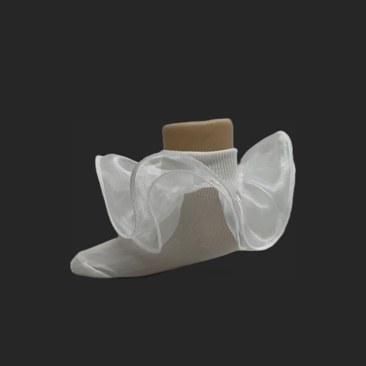 Organza Ruffle Sock w/ Lace Trim
