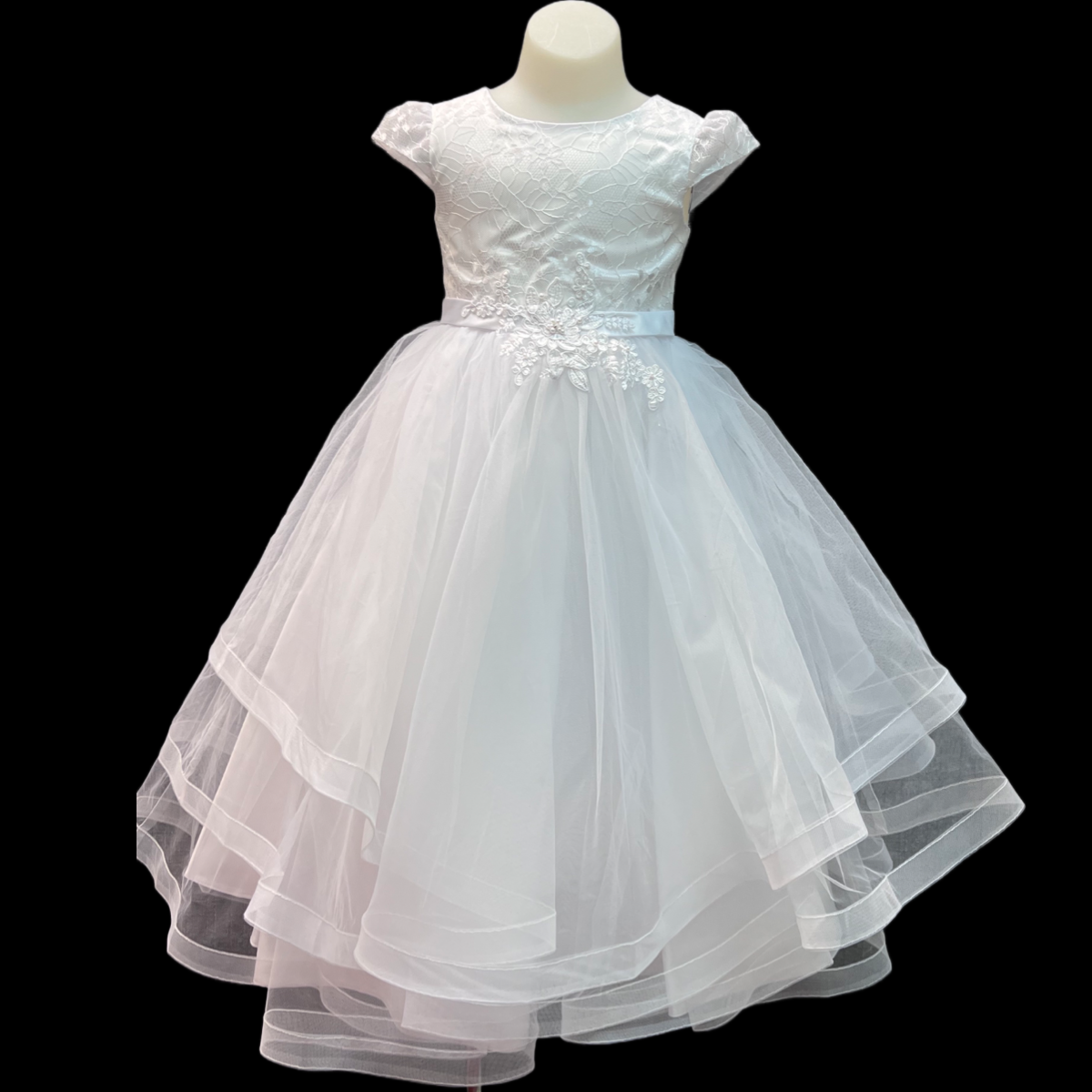 White Cap Sleeve Dress w/ Embroidery