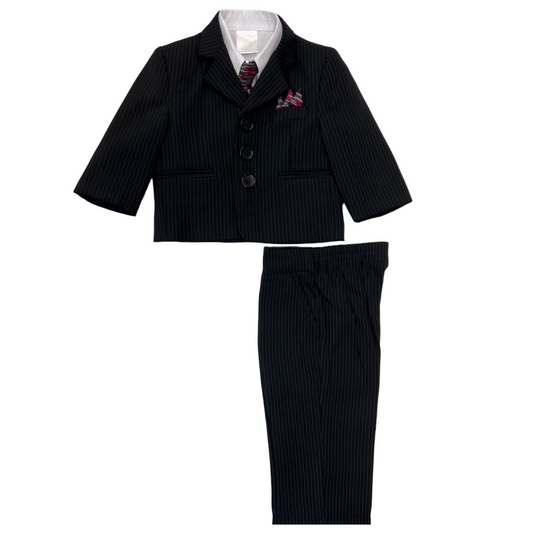 5-Piece Baby Black Pinstripe Suit