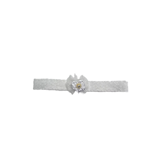 White Baby Headband w/ Flower