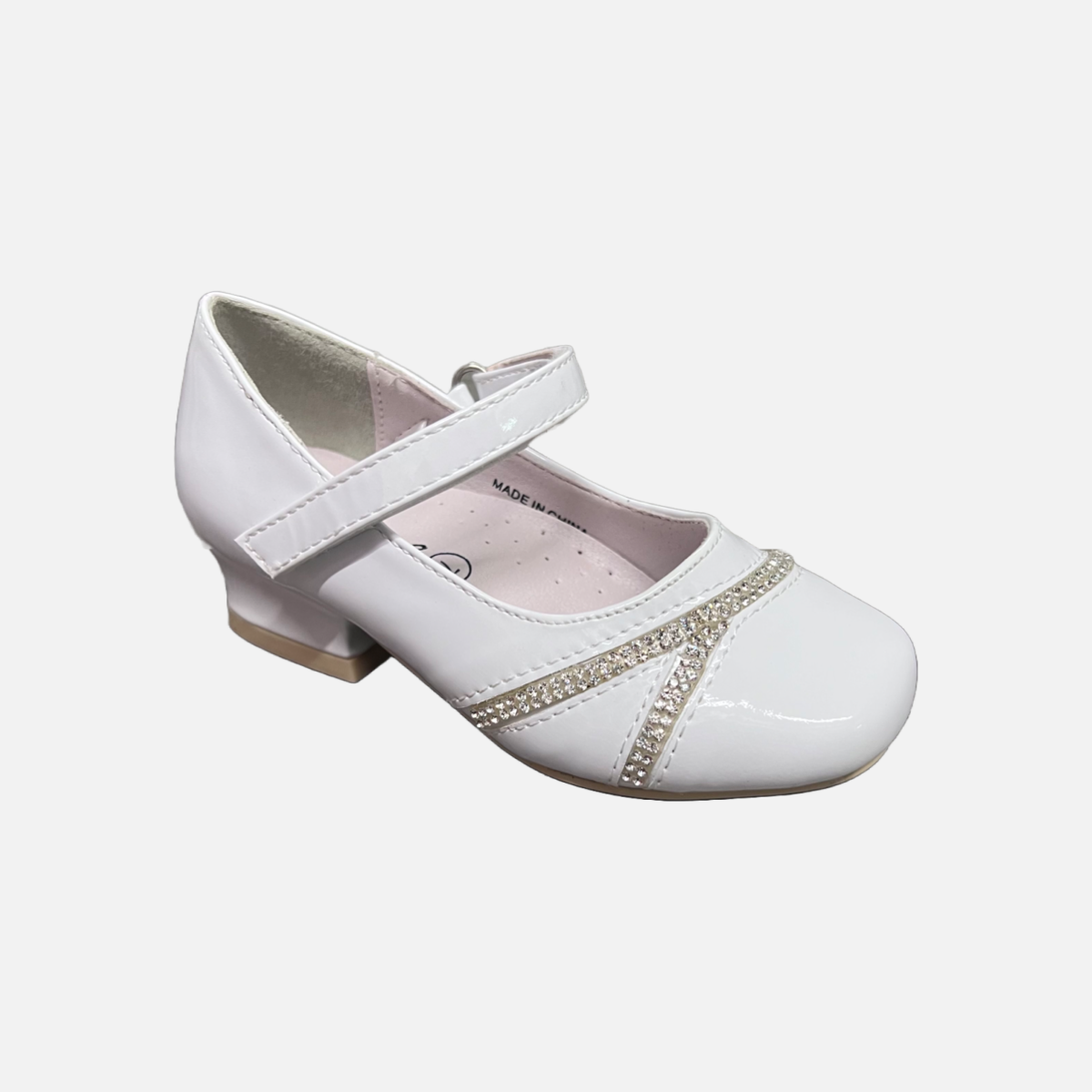 Jolene White Kitty Heel w/ Rhinestones