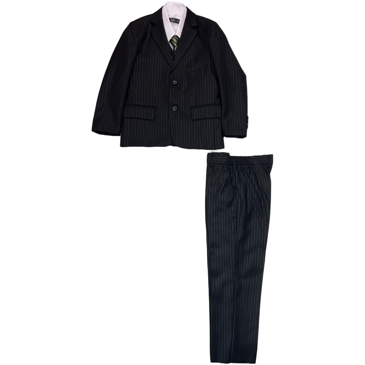 Mini World 5 Piece Black Pinstripe Boys Suit kidzcouture