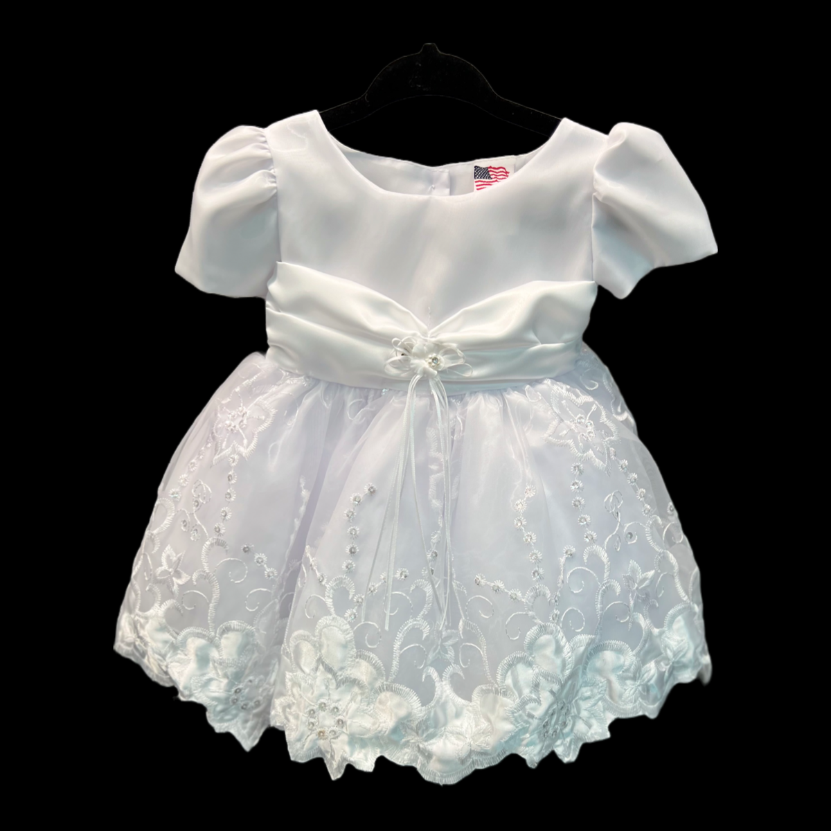 3 PC Floral Embroidered Baptism Dress