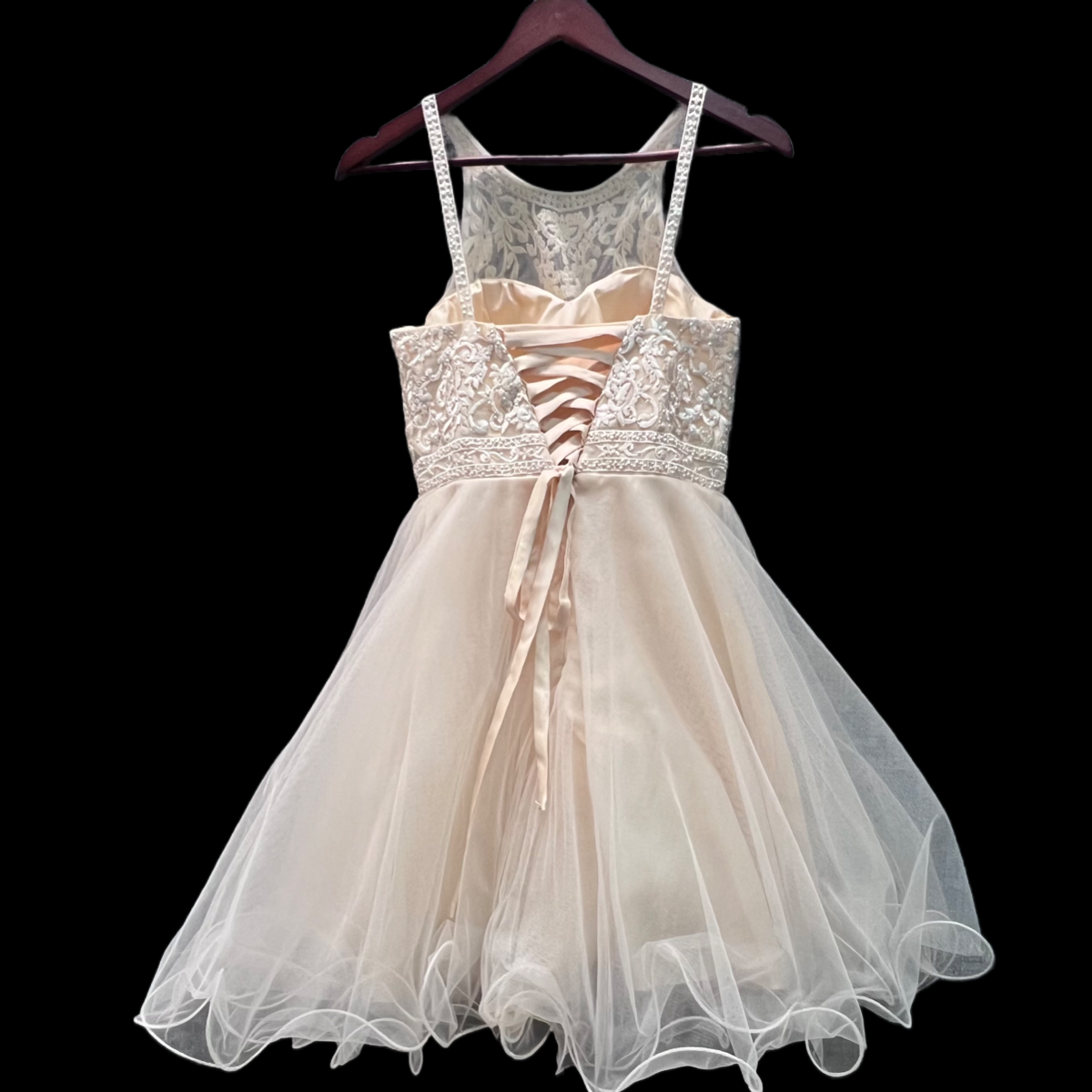 Jr. Grad Short Dress w/ Beaded Halter Bodice