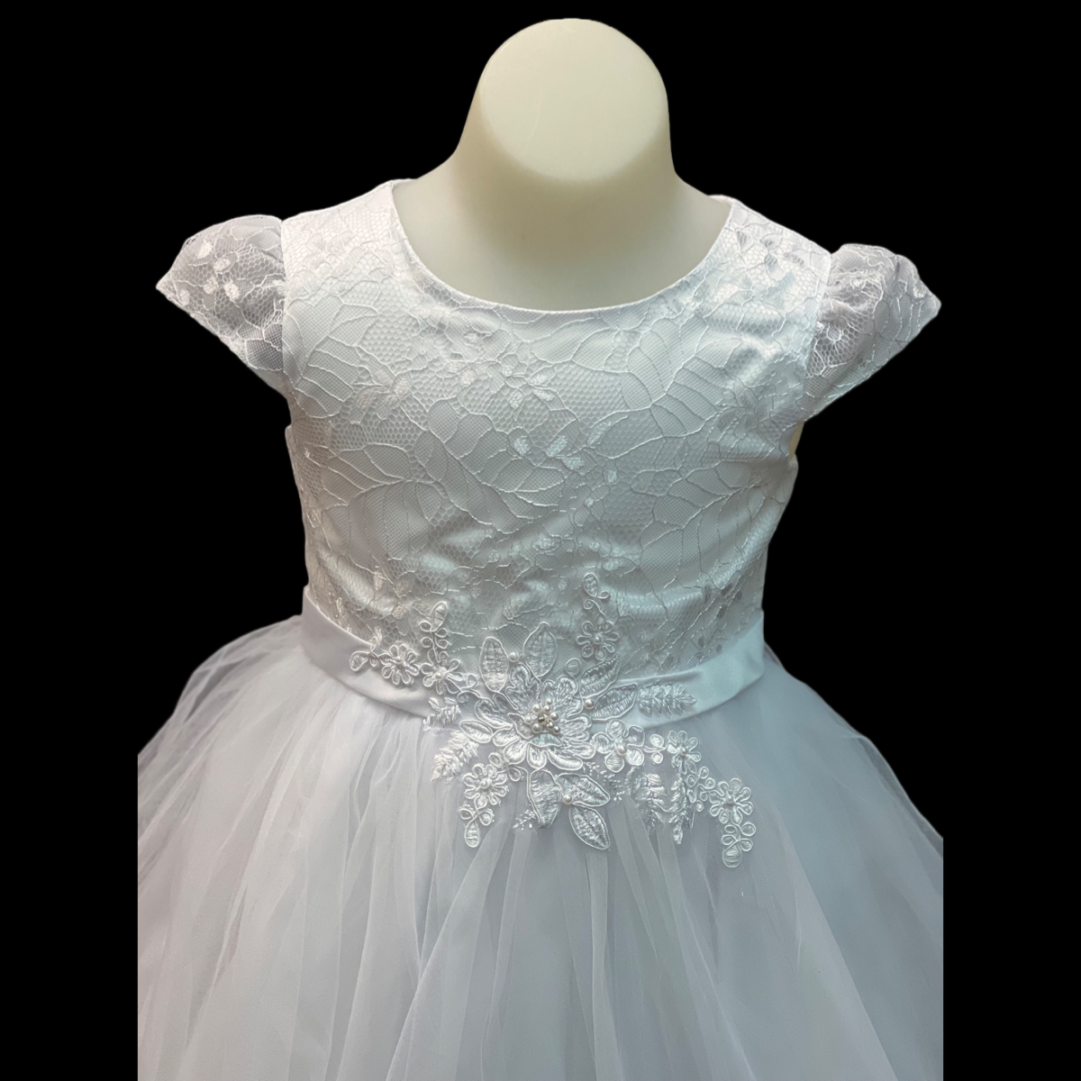 White Cap Sleeve Dress w/ Embroidery
