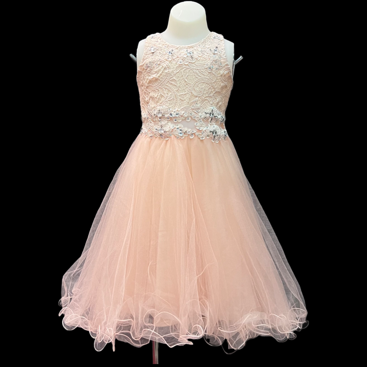 Lace Embroidery Rhinestone Short Dress w/ Shawl