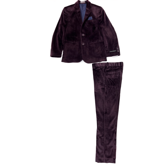 Leo & Zachary 2-Piece Faux Suede Plum Suit