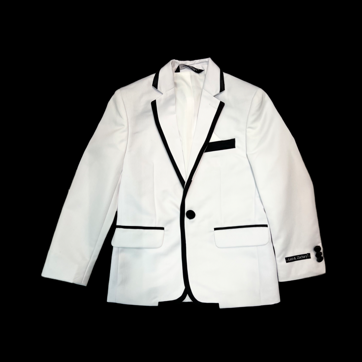 Leo & Zachary 2-Piece White Tuxedo w/ Black Accents